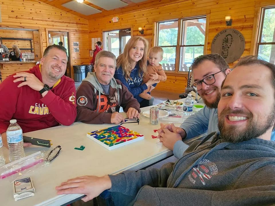 Board games around the table at the adult retreat