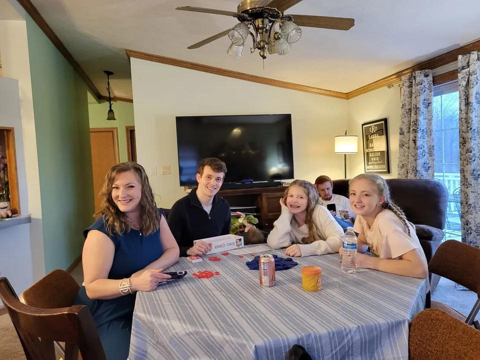 The Tuesday small group around a table